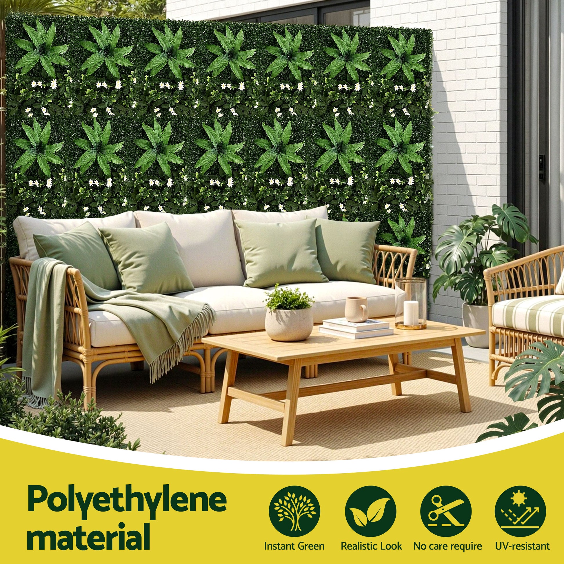 Gardeon 4PCS Artificial Plant Wall Panels 40X60CM Boxwood Panel Leaf Backdrop Backyard Green Decor - Image 4