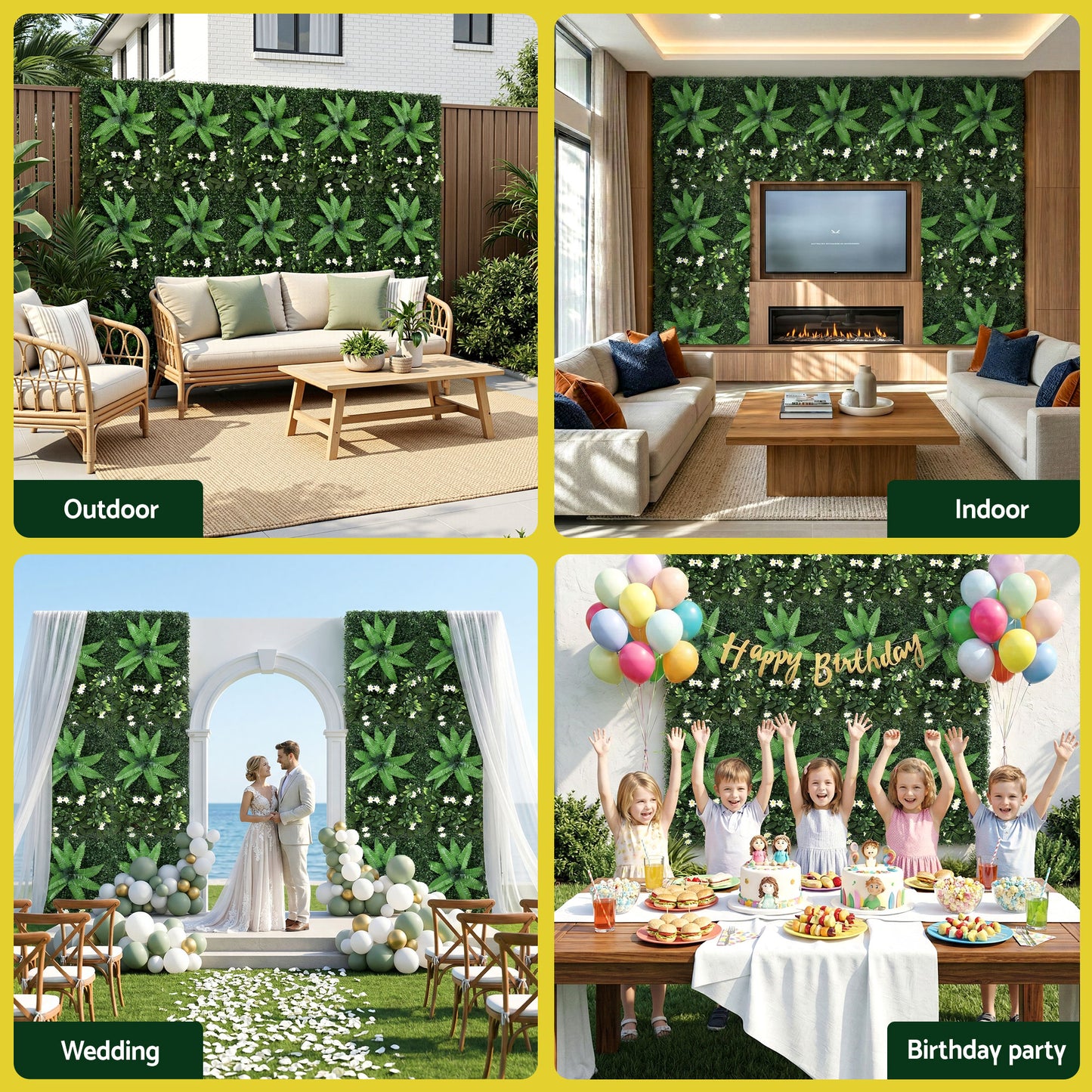 Gardeon 4PCS Artificial Plant Wall Panels 40X60CM Boxwood Panel Leaf Backdrop Backyard Green Decor - Image 7