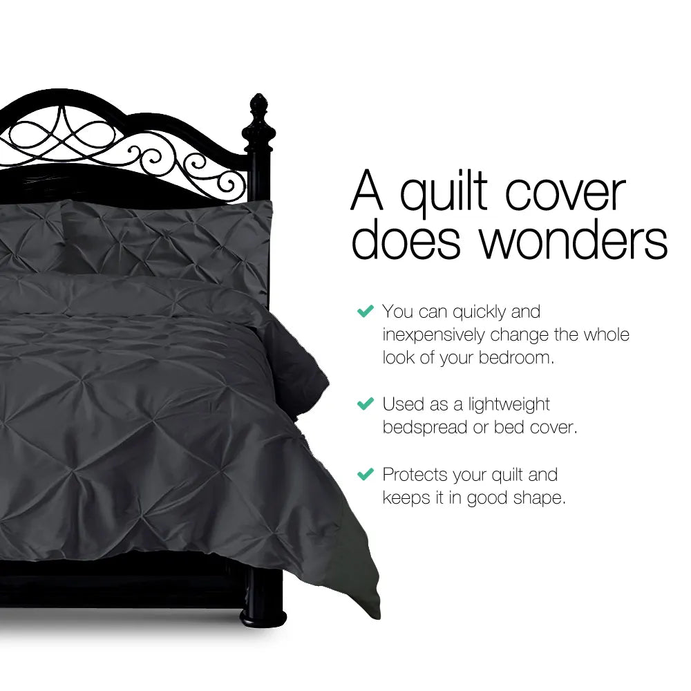 Giselle Bedding Quilt Cover Set Diamond Pinch Black King - Image 3