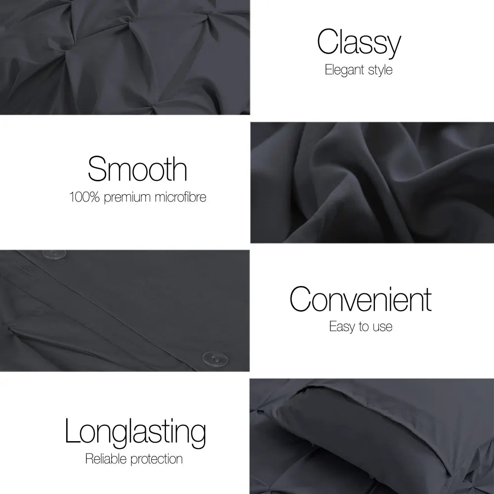 Giselle Bedding Quilt Cover Set Diamond Pinch Black King - Image 4