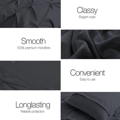 Giselle Bedding Quilt Cover Set Diamond Pinch Black King - Image 4
