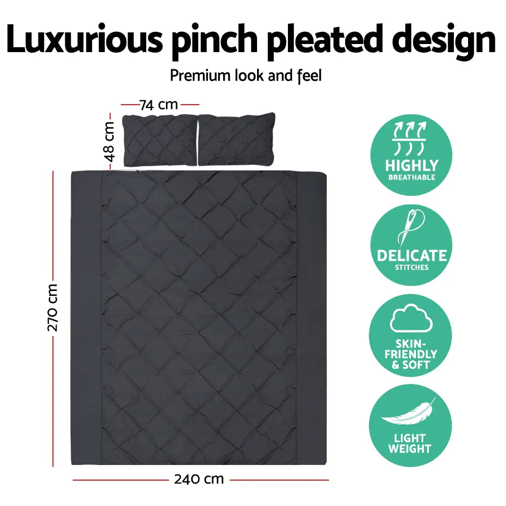 Giselle Bedding Quilt Cover Set Diamond Black Super King - Image 2