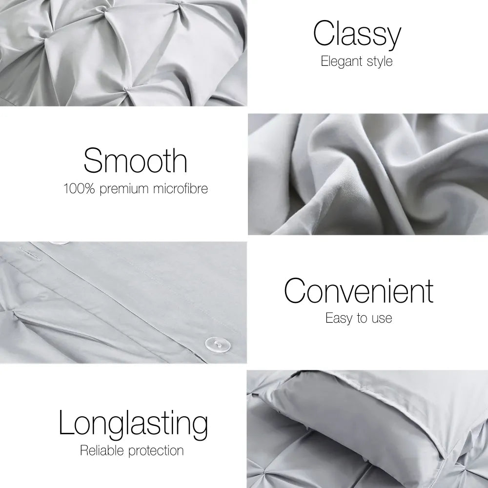 Giselle Bedding Quilt Cover Set Diamond Pinch Grey King - Image 5