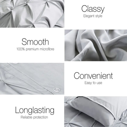 Giselle Bedding Quilt Cover Set Diamond Pinch Grey King - Image 5