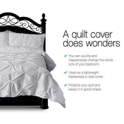 Giselle Bedding Quilt Cover Set Diamond Pinch Grey Queen - Image 3
