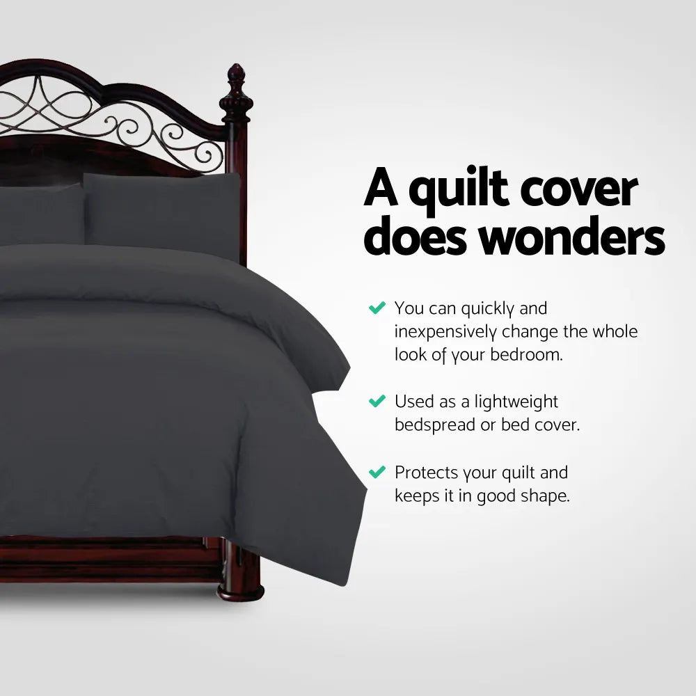 Giselle Bedding Quilt Cover Set Classic Black King - Image 3