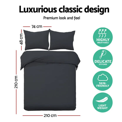 Giselle Bedding Quilt Cover Set Classic Black Queen - Image 2