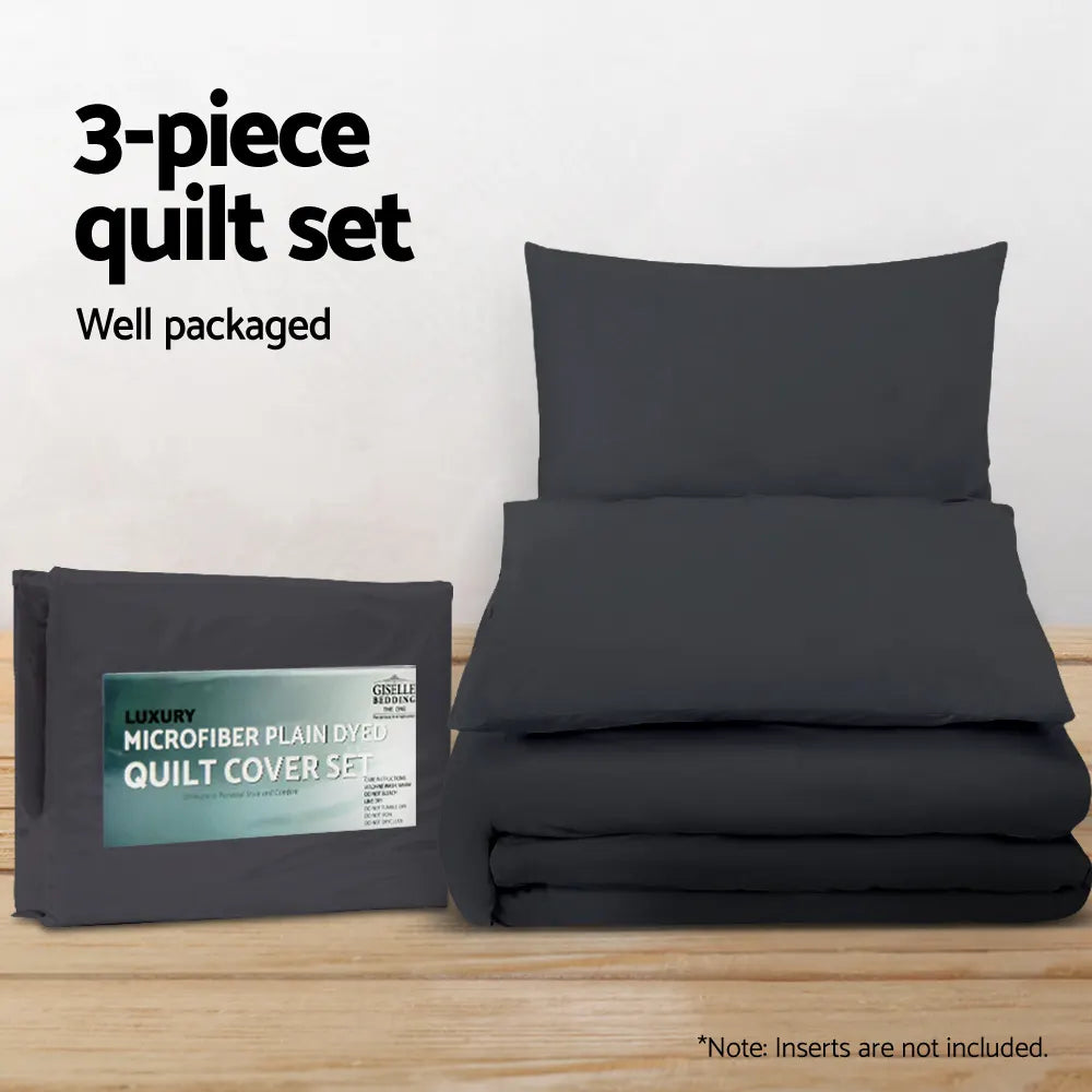 Giselle Bedding Quilt Cover Set Classic Black Queen - Image 5