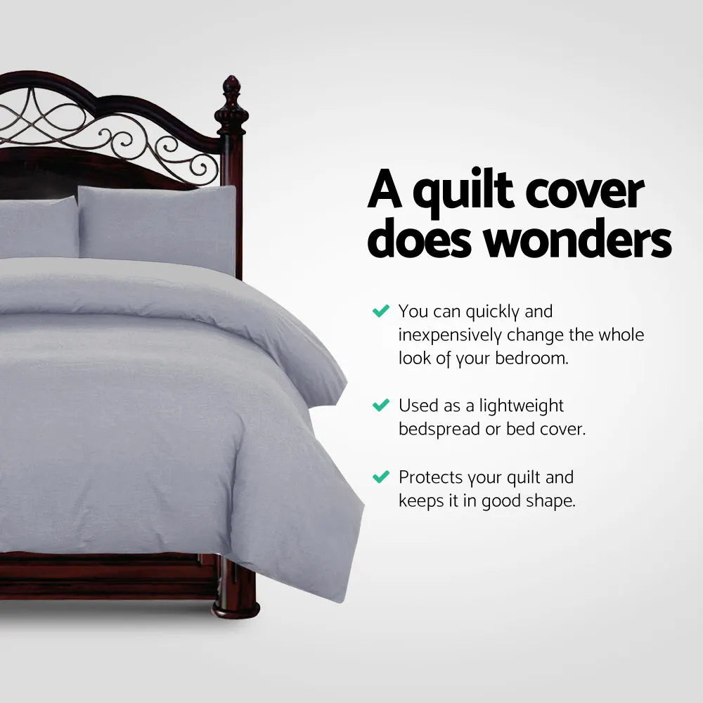 Giselle Bedding Quilt Cover Set Classic Grey King - Image 3