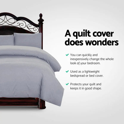 Giselle Bedding Quilt Cover Set Classic Grey Queen - Image 3