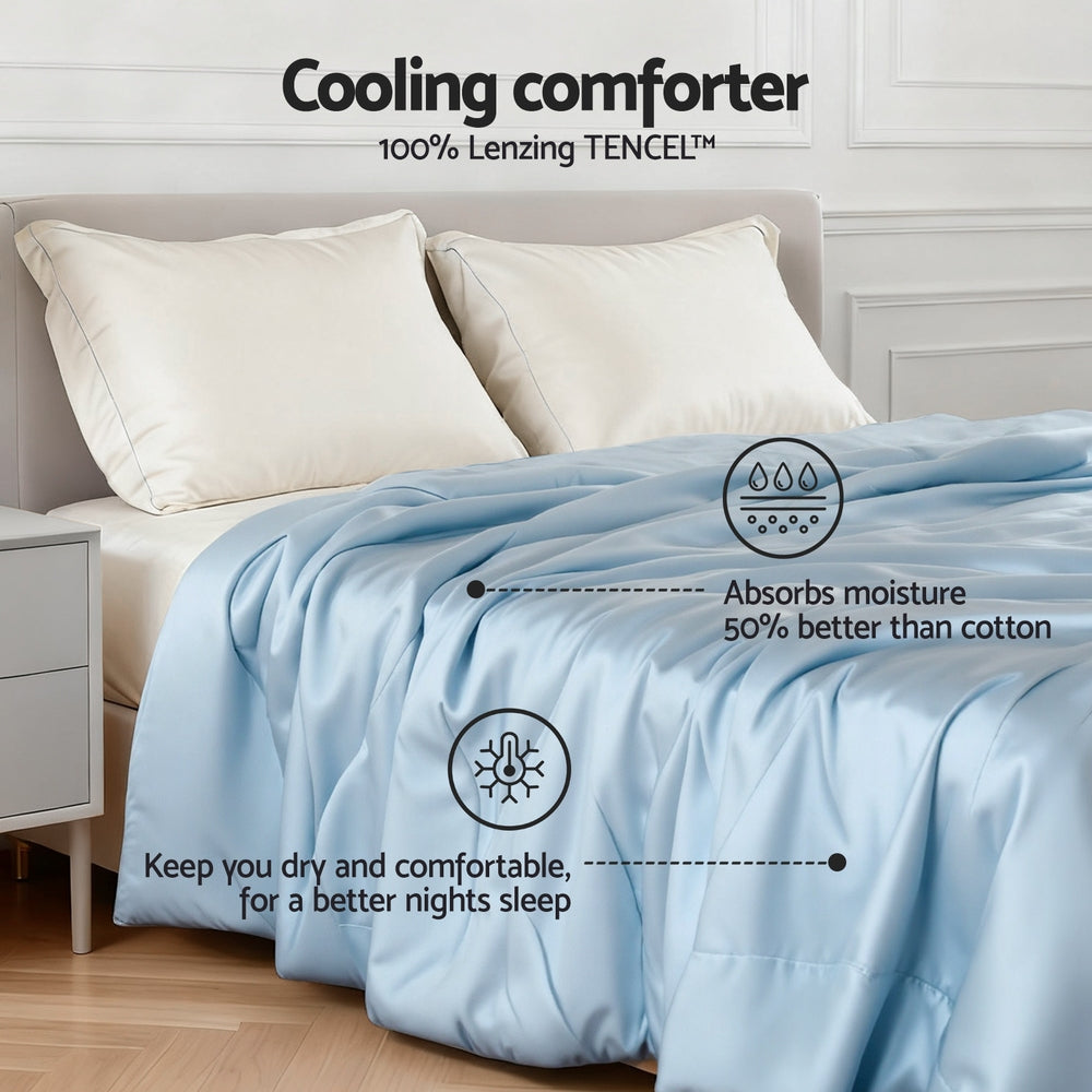 Giselle Tencel Quilt 200GSM Summer Quilts Comforter Doona Light Weight Soft Throw Blanket King - Image 3