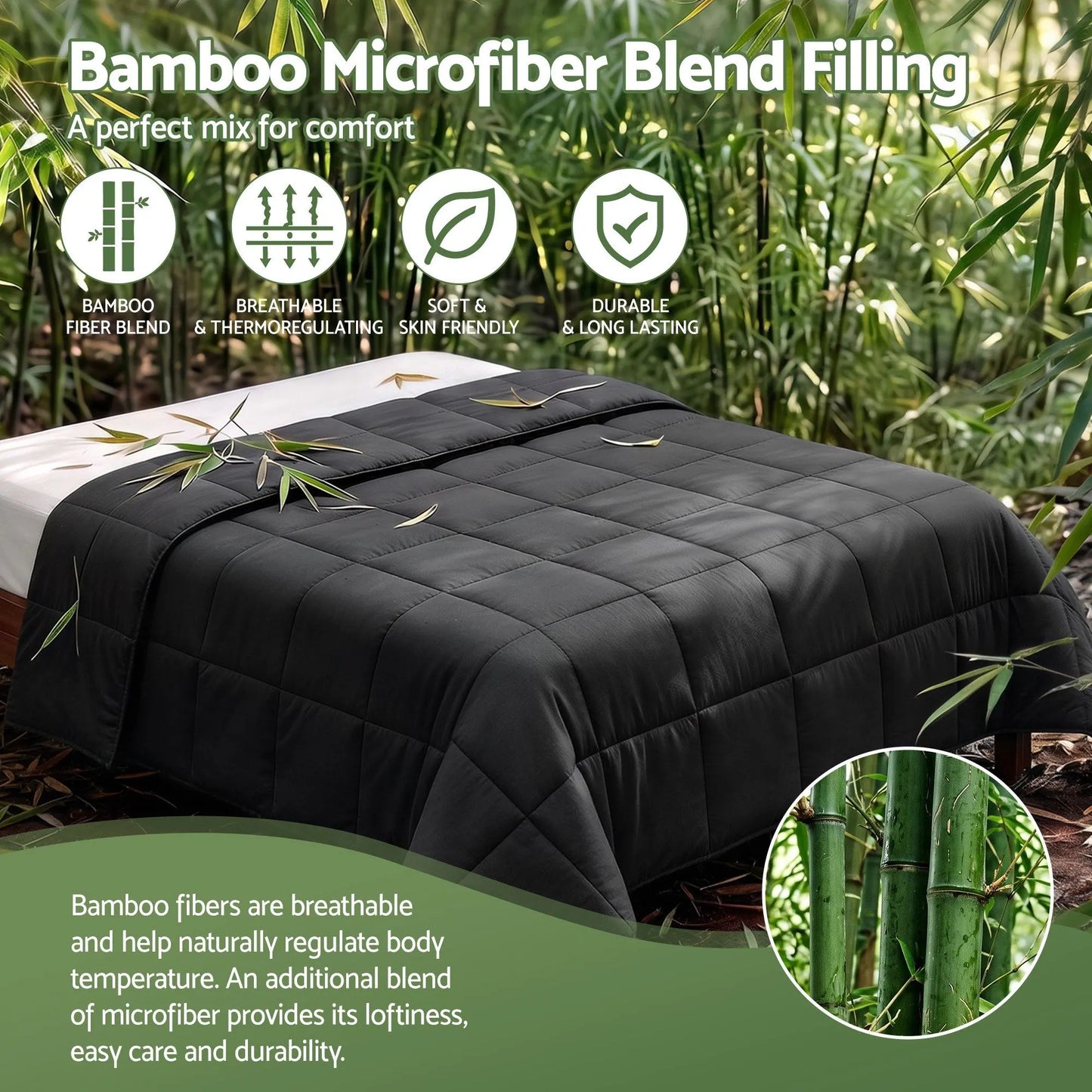 Giselle 200GSM Bamboo Microfibre King Quilt Lightweight All Season Doona Duvet - Image 3