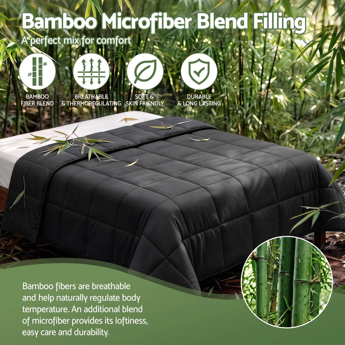 Giselle 200GSM Bamboo Microfibre Super King Quilt Lightweight All Season Doona - Image 3