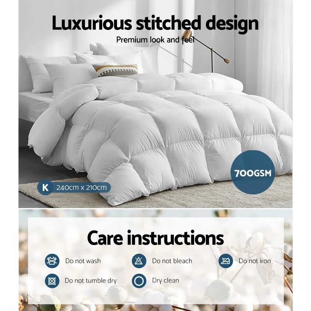 Giselle Bedding 700GSM Duck Down Feather Quilt King - Image 6