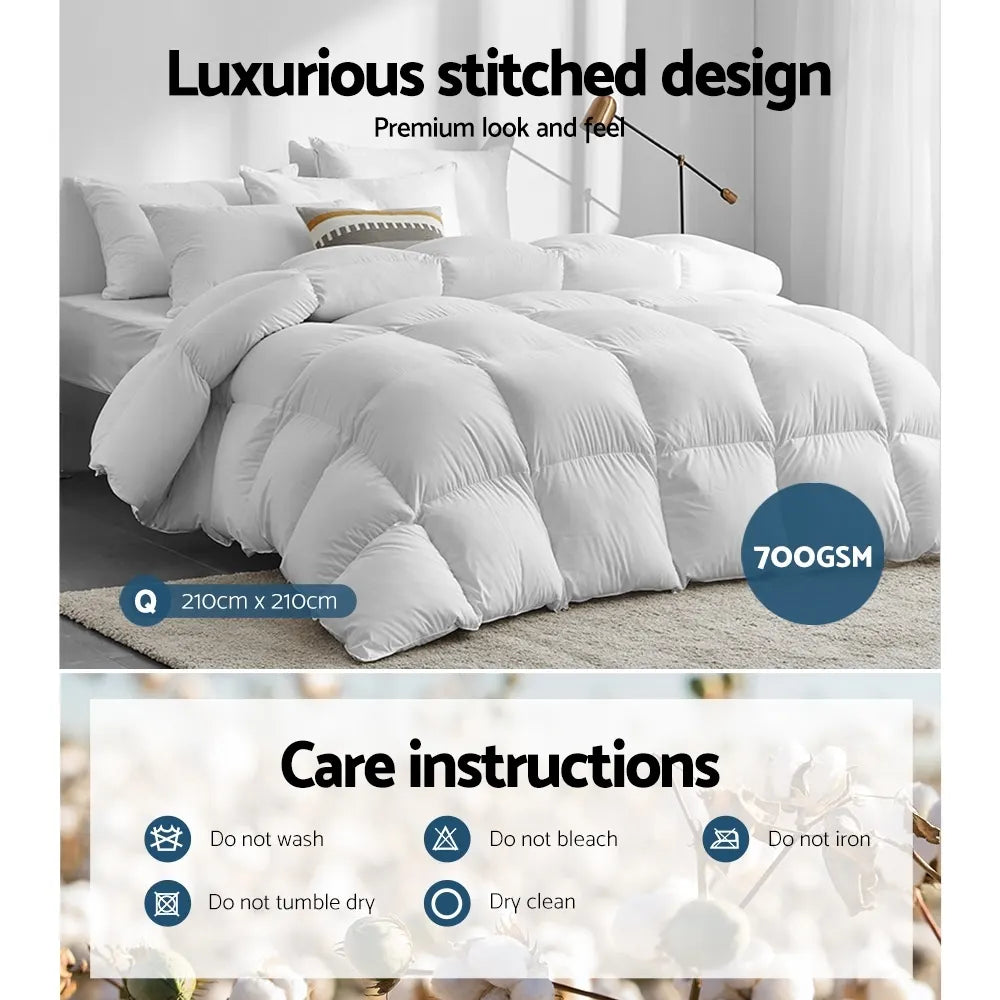 Giselle Bedding 700GSM Duck Down Feather Quilt Queen - Image 6