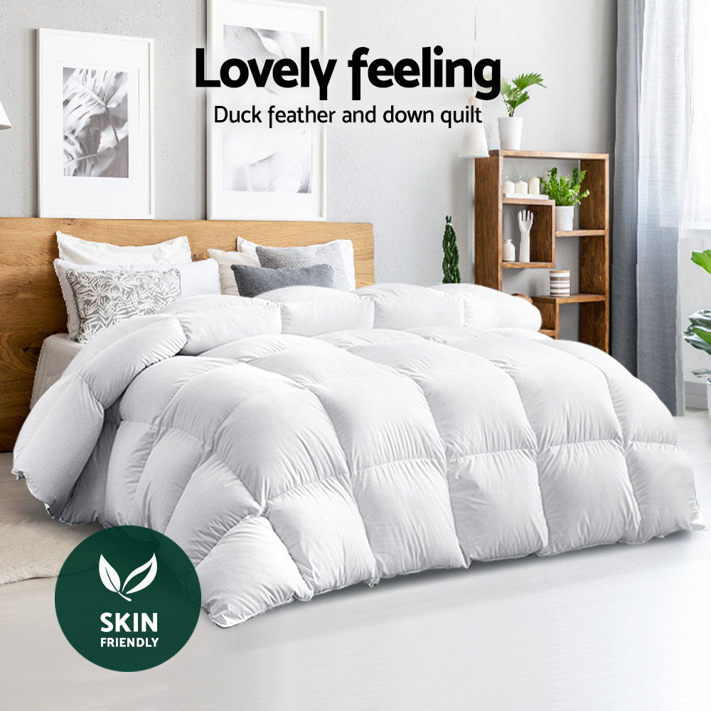 Giselle Bedding 700GSM Duck Down Feather Quilt Duvet Doona Winter Blanket Single - Image 3