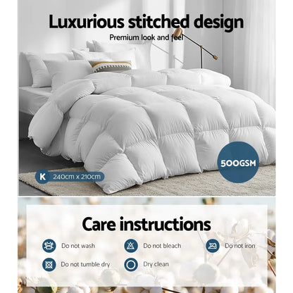 Giselle Bedding 500GSM Duck Down Feather Quilt King - Image 6
