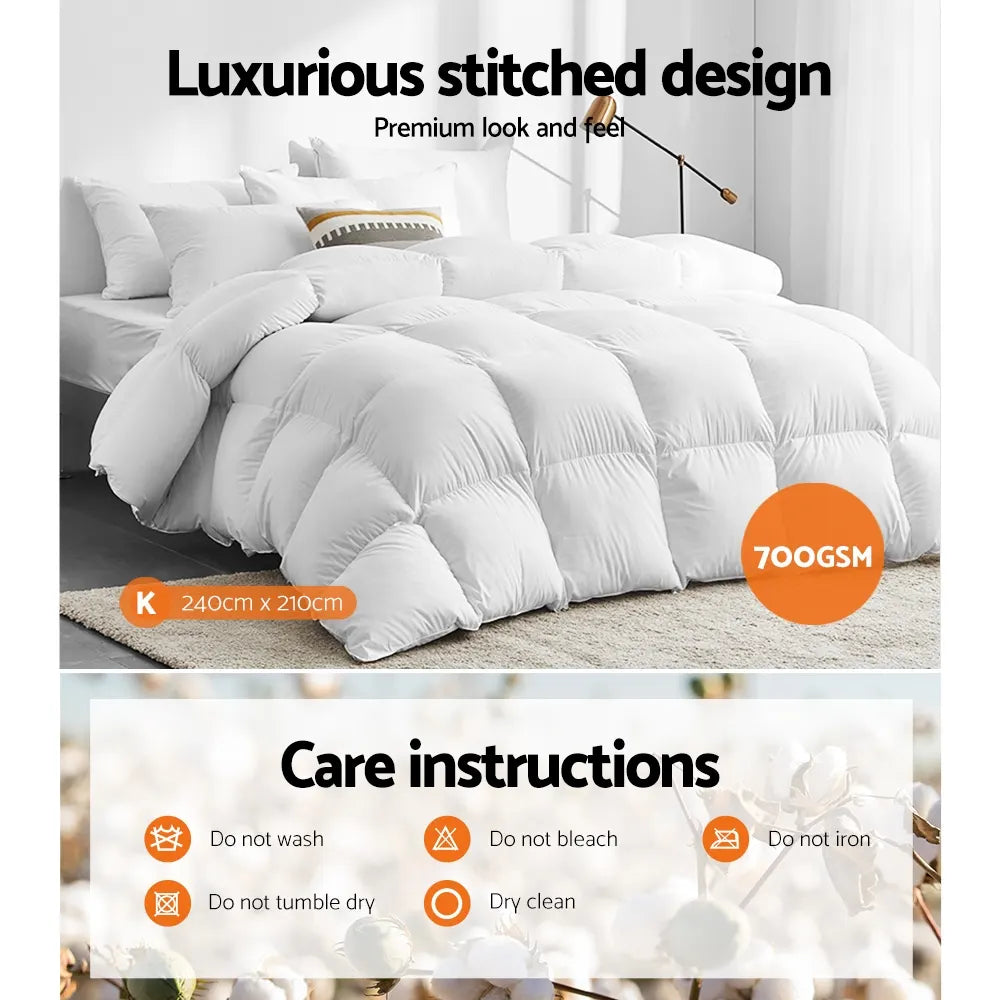 Giselle Bedding 700GSM Goose Down Feather Quilt King - Image 6
