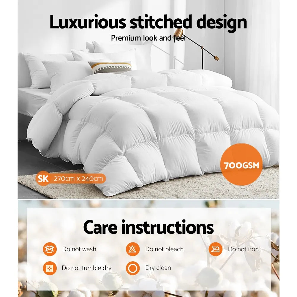 Giselle Bedding 700GSM Goose Down Feather Quilt Super King - Image 6