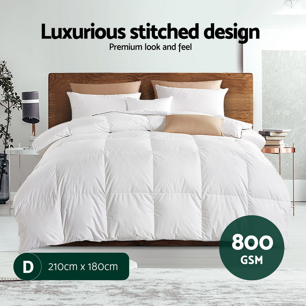 Giselle Bedding 800GSM Goose Down Feather Quilt Winter Blanket Duvet Comforter Double - Image 2