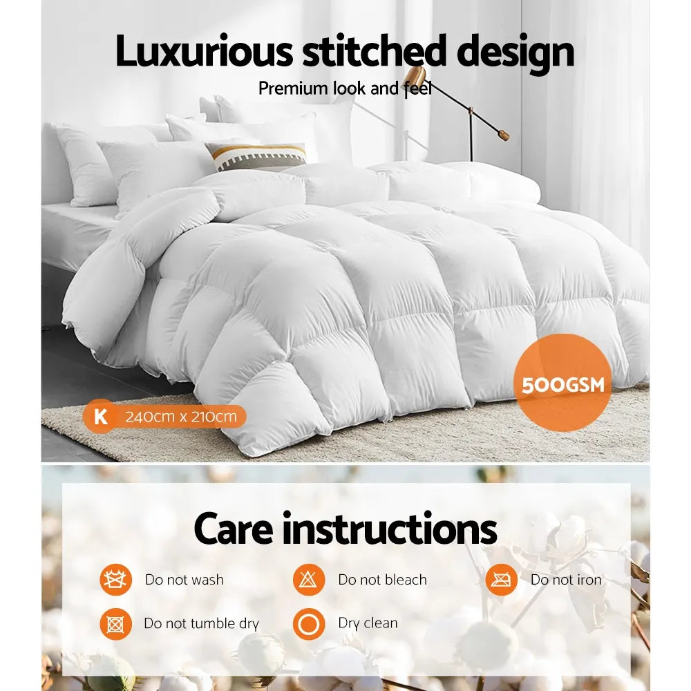 Giselle Bedding 500GSM Goose Down Feather Quilt King - Image 6