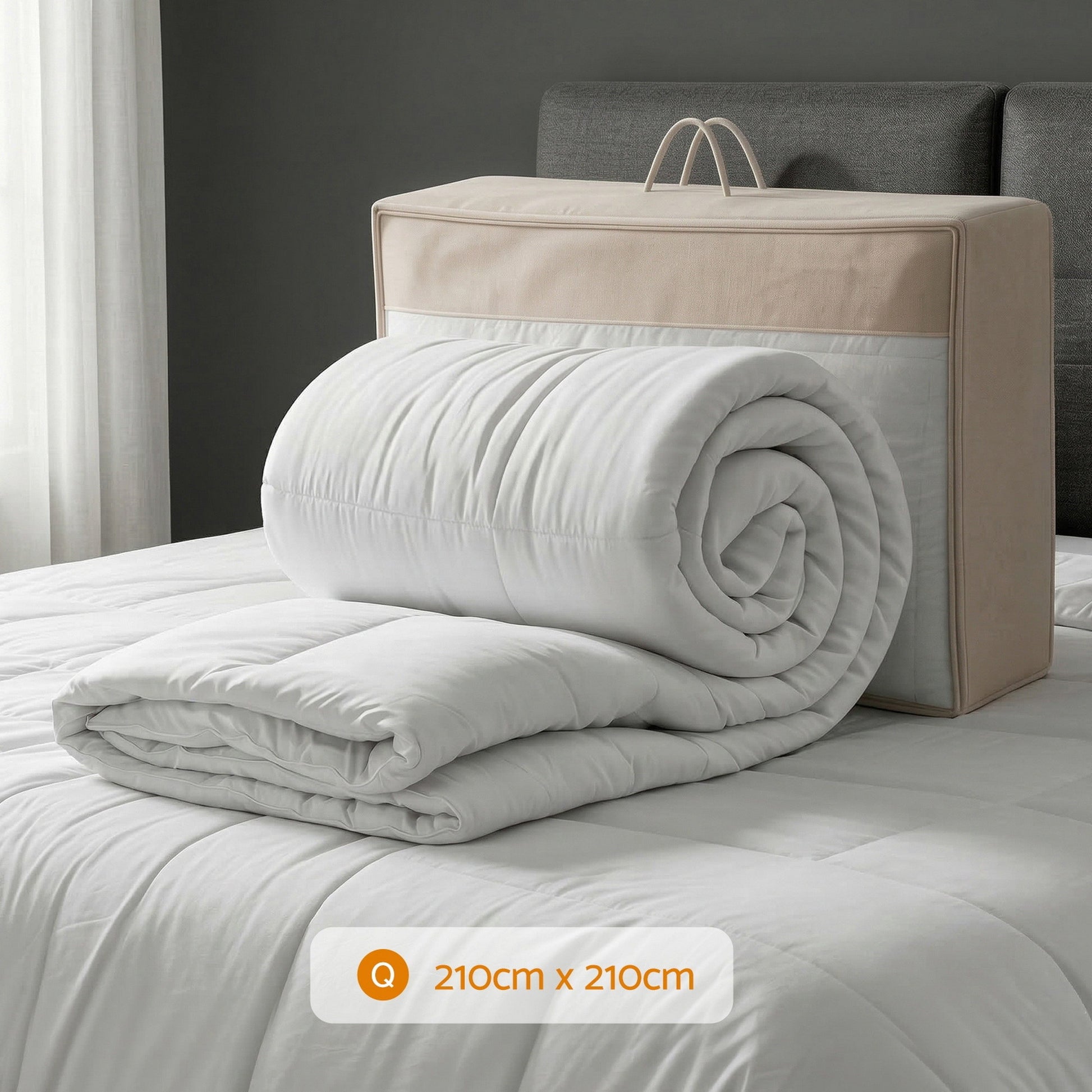 Giselle Bedding Wool Quilt 500GSM Thick Queen Winter Doona Baffle Box Construction 100% Wool Filling - Image 3