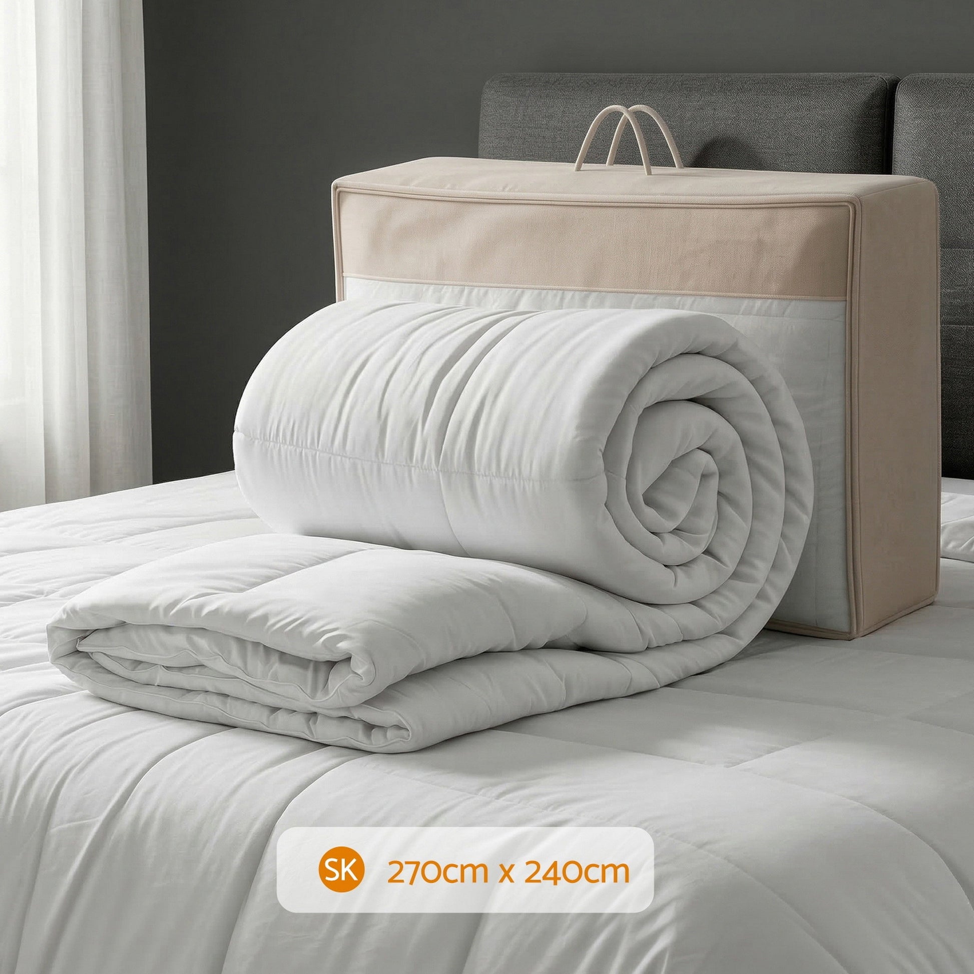 Giselle Bedding Wool Quilt 500GSM Thick Super King Winter Doona Baffle Box Construction 100% Wool Filling - Image 3