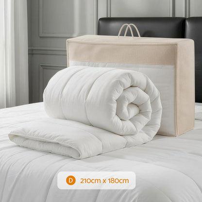 Giselle Bedding Wool Quilt 800GSM Extra Thick Double Winter Doona Baffle Box Construction 100% Wool Filling - Image 3