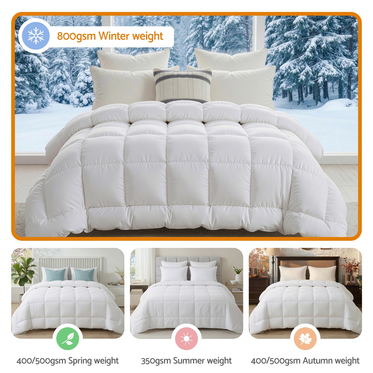 Giselle Bedding Wool Quilt 800GSM Extra Thick Double Winter Doona Baffle Box Construction 100% Wool Filling - Image 8