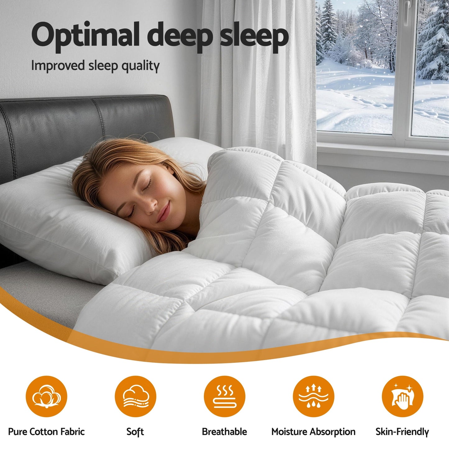 Giselle Bedding Wool Quilt 800GSM Extra Thick King Winter Doona Baffle Box Construction 100% Wool Filling - Image 9
