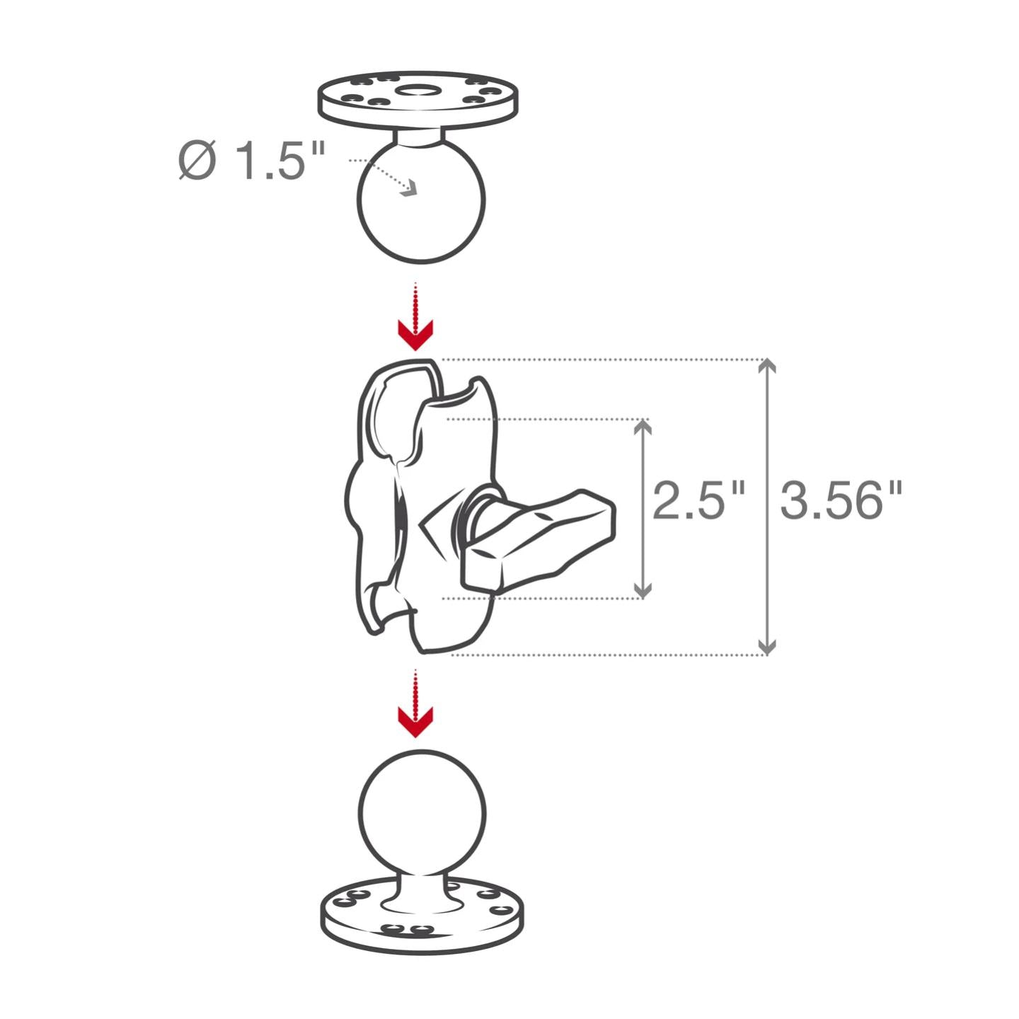 RamMount RAM DBL SOCKET ARM C BALL B LENGTH - Tablet Accessories - Image 6