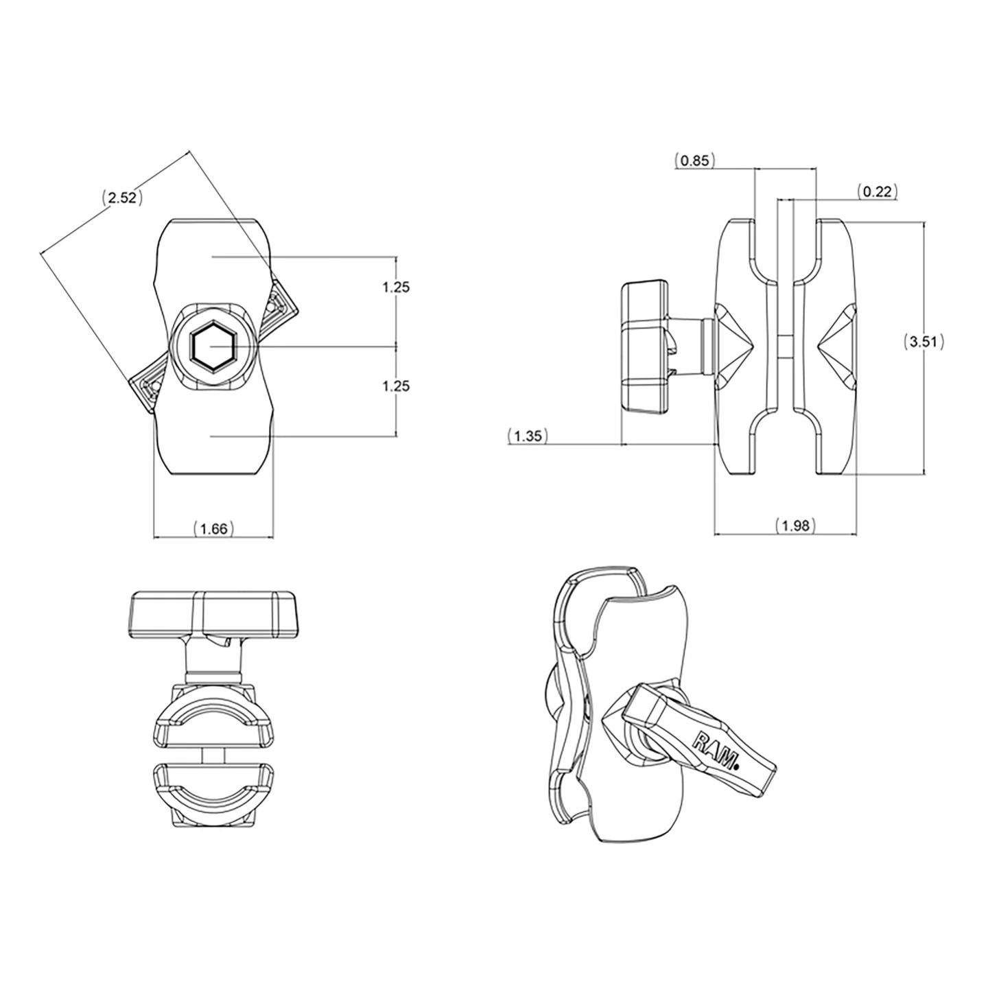 RamMount RAM DBL SOCKET ARM C BALL B LENGTH - Tablet Accessories - Image 7