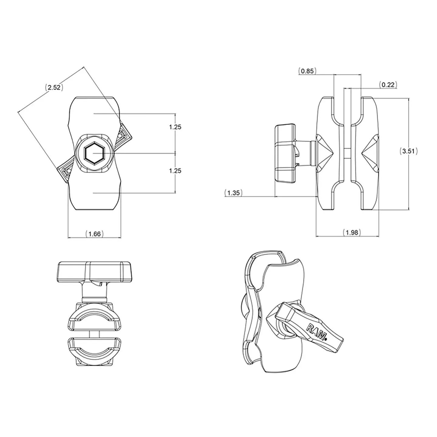 RamMount RAM DBL SOCKET ARM C BALL B LENGTH - Tablet Accessories - Image 7