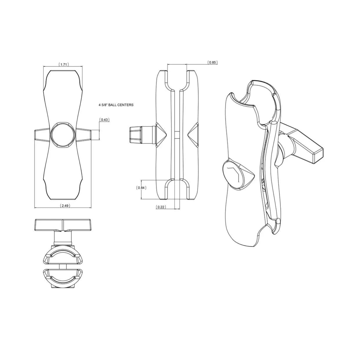 RamMount RAM Double Socket Arm - C Size Medium - Tablet Accessories - Image 3