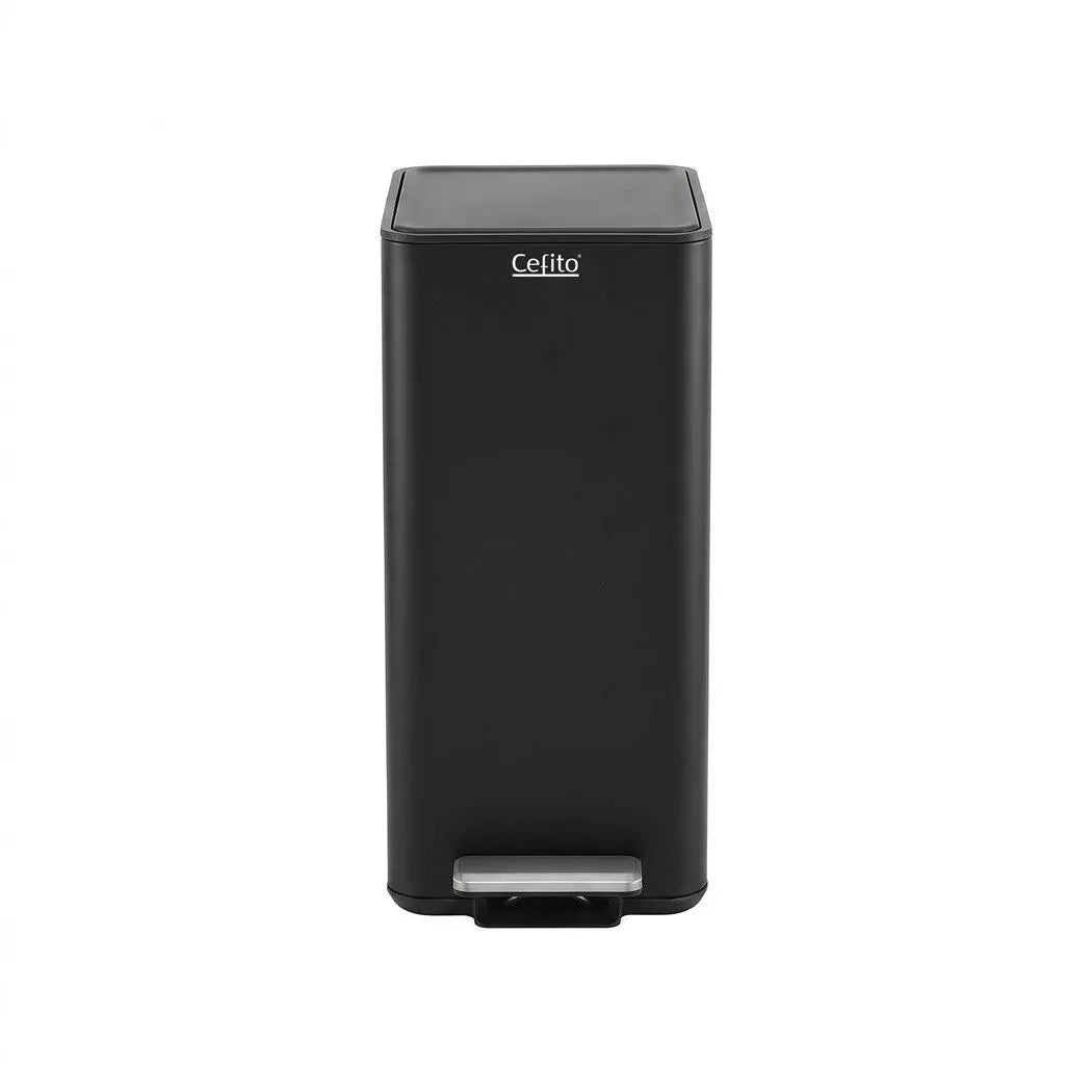 Cefito 15L Pedal Rubbish Bin Slim Carbon Steel Garbage Bin for Home Black - Image 4