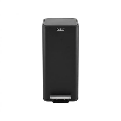 Cefito 15L Pedal Rubbish Bin Slim Carbon Steel Garbage Bin for Home Black - Image 4