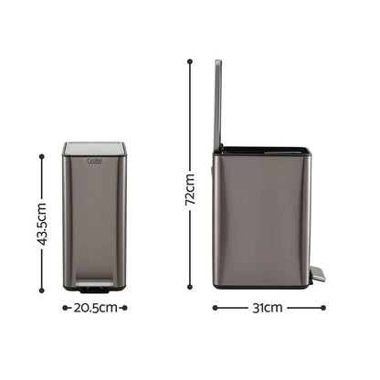 Cefito 15L Pedal Rubbish Bin Slim Carbon Steel Garbage Bin for Home Grey - Image 3