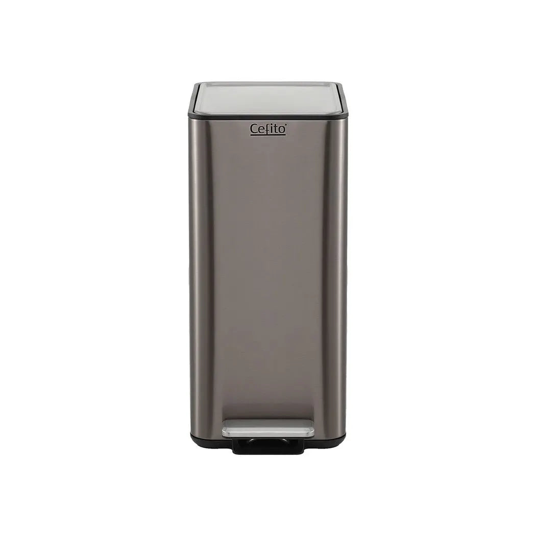 Cefito 15L Pedal Rubbish Bin Slim Carbon Steel Garbage Bin for Home Grey - Image 4