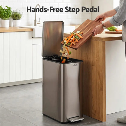 Cefito 15L Pedal Rubbish Bin Slim Carbon Steel Garbage Bin for Home Grey - Image 7