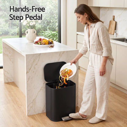 Cefito 20L Trash Bin Steel Pedal Bins Soft Close Kitchen Rubbish Waste Can Black - Image 6