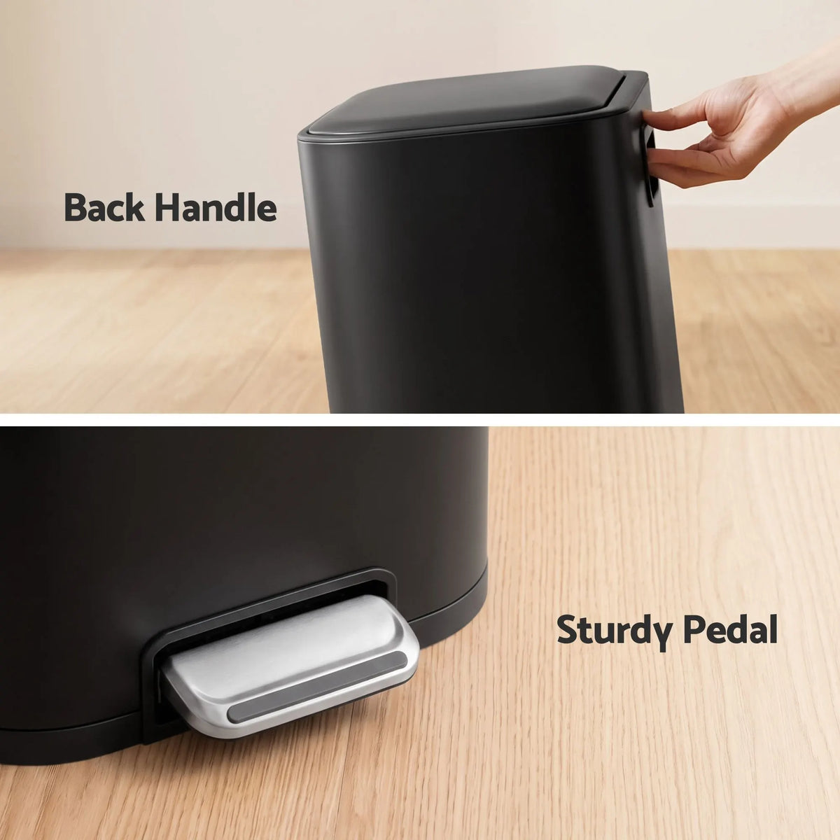 Cefito 20L Trash Bin Steel Pedal Bins Soft Close Kitchen Rubbish Waste Can Black - Image 8
