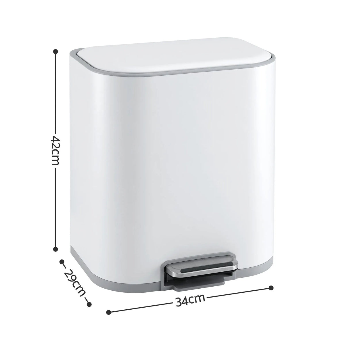 Cefito 20L Trash Bin Steel Pedal Bins Soft Close Kitchen Rubbish Waste Can White - Image 2
