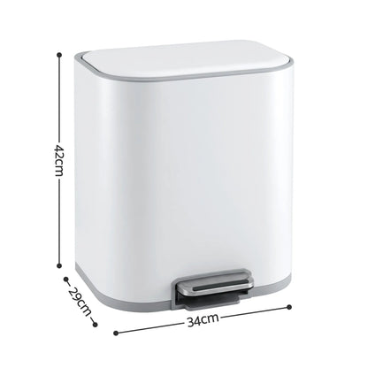 Cefito 20L Trash Bin Steel Pedal Bins Soft Close Kitchen Rubbish Waste Can White - Image 2