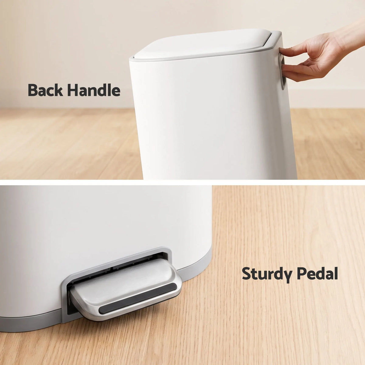 Cefito 20L Trash Bin Steel Pedal Bins Soft Close Kitchen Rubbish Waste Can White - Image 8