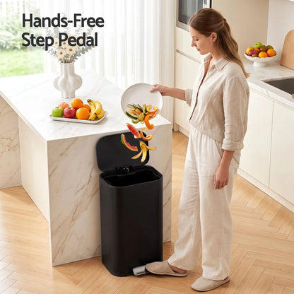 Cefito 30L Pedal Rubbish Bin Kitchen Trash Garbage Waste Can Soft Close Black - Image 6