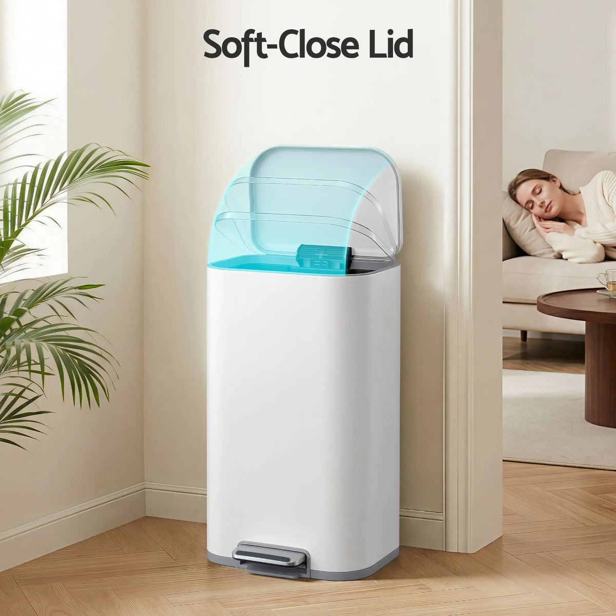 Cefito 30L Pedal Rubbish Bin Kitchen Trash Garbage Waste Can Soft Close White - Image 4