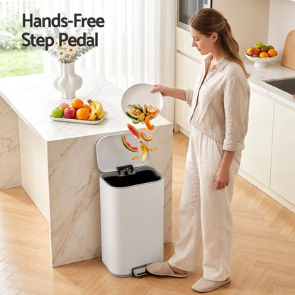 Cefito 30L Pedal Rubbish Bin Kitchen Trash Garbage Waste Can Soft Close White - Image 6