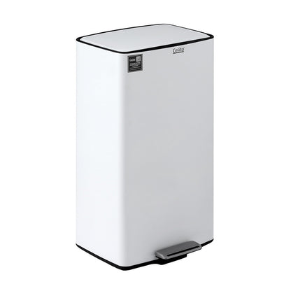 Cefito Pedal Bins Rubbish Bin Waste Recycle Dustbins Kitchen Trash Can 40L White - Image 3
