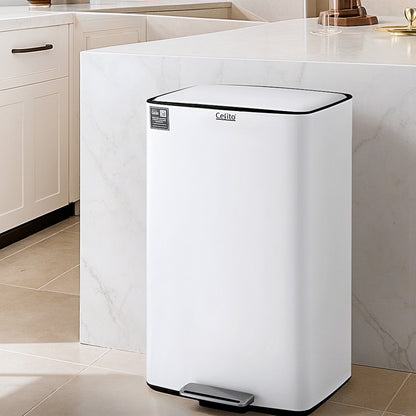 Cefito Pedal Bins Rubbish Bin Waste Recycle Dustbins Kitchen Trash Can 40L White - Image 7