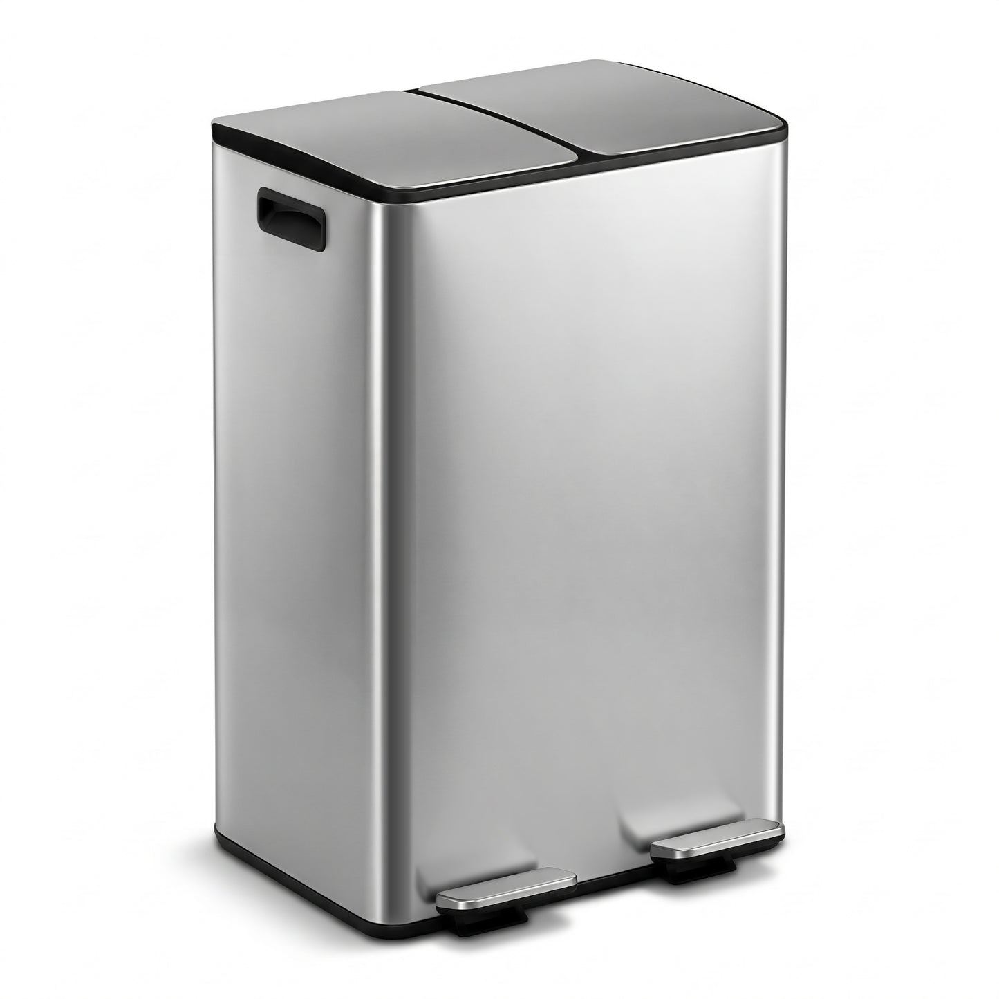 Cefito Pedal Bins Rubbish Bin Dual Compartment Waste Recycle Dustbins 60L Silver - Image 3